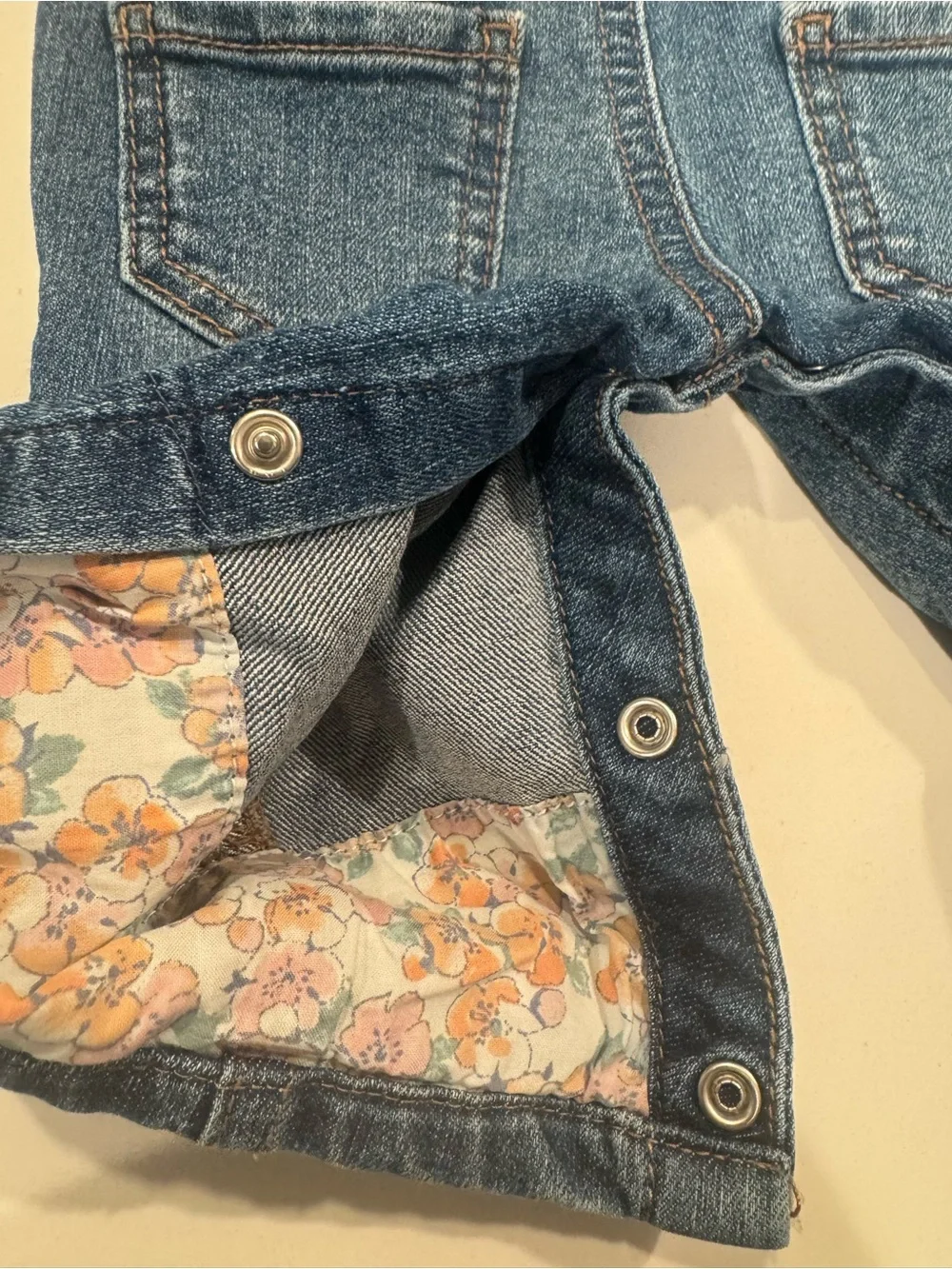 OshKosh B'gosh Denim Overalls with Floral Trim